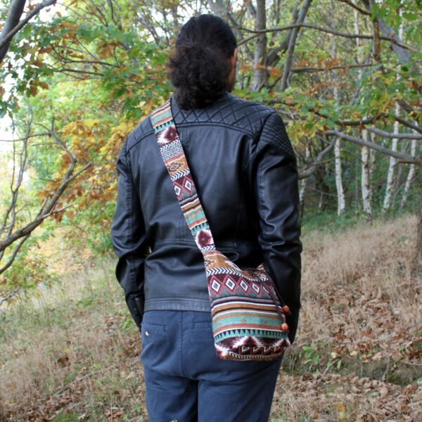 Sac Jacquard - Sac Sling Chocolat- Vendu par 1 – Image 2