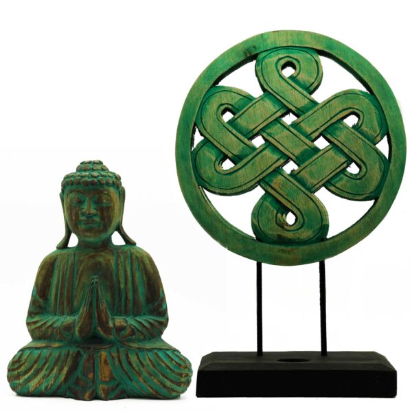 Ensemble Bouddha Feng Shui - Mandala - Vert- Vendu par 1