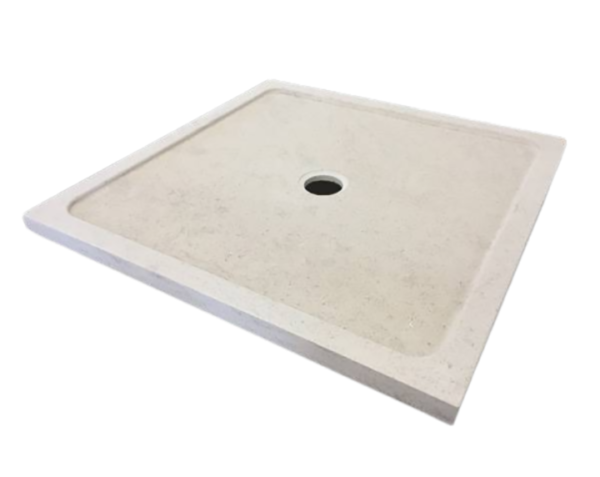 Receveur de douche classique en pierre - 100 x 100 x 5 - Comblanchien Clair Adouci - COMPTOIR DES PIERRES