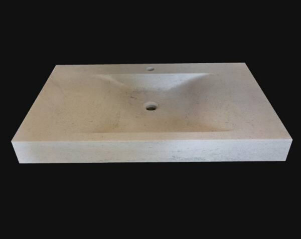Vasque en pierre Calvi - 110 x 55 x 10 - Charmot Clair Adouci - COMPTOIR DES PIERRES – Image 3