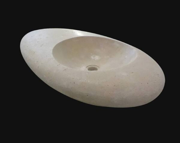 Vasque en pierre Galet - 90 x 50 x 12 - Lanvignes Doré Jaune Vieilli - COMPTOIR DES PIERRES – Image 3