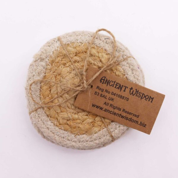 Dessous de Verre Naturel - Jute & Coton 10cm (lot de 4) - Bordure Ivoire- Vendu par 1 – Image 2