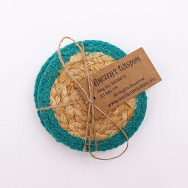 Dessous de Verre Naturel - Jute & Coton 10cm (lot de 4) - Sarcelle Pensionnaire- Vendu par 1 – Image 2
