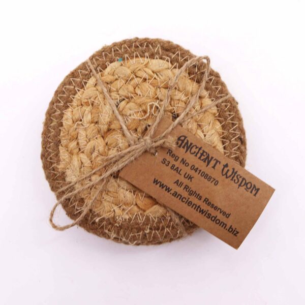 Dessous de Verre Naturel - Jute & Coton 10cm (lot de 4) - Bordure Naturelle- Vendu par 1 – Image 2