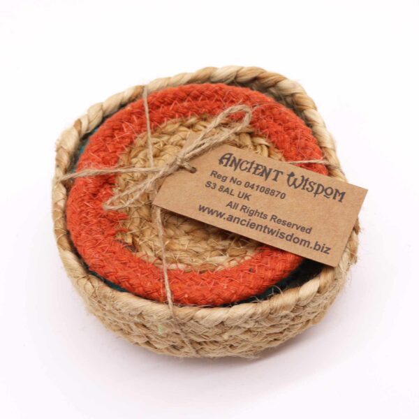 Dessous de Verre Naturel - Jute & Coton 10cm (lot de 6) Couleurs mélangées dans panier- Vendu par 1