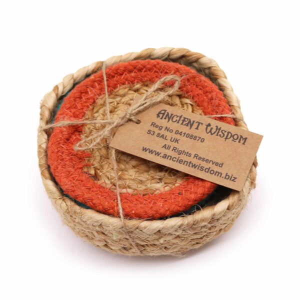Dessous de Verre Naturel - Jute & Coton 10cm (lot de 6) Couleurs mélangées dans panier- Vendu par 1 – Image 2