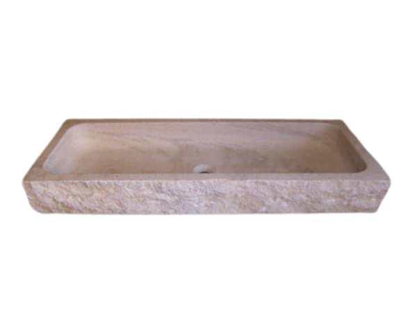Vasque en pierre Uzès - 50 x 35 x 10 - Charmot Doré Adouci - COMPTOIR DES PIERRES