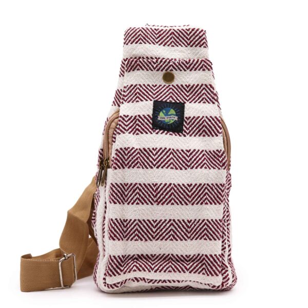 Sac Bandoulière Coton Naturel - Bordeaux & Blanc- Vendu par 1