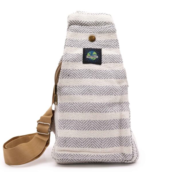 Sac Bandoulière Coton Naturel - Gris & Blanc- Vendu par 1