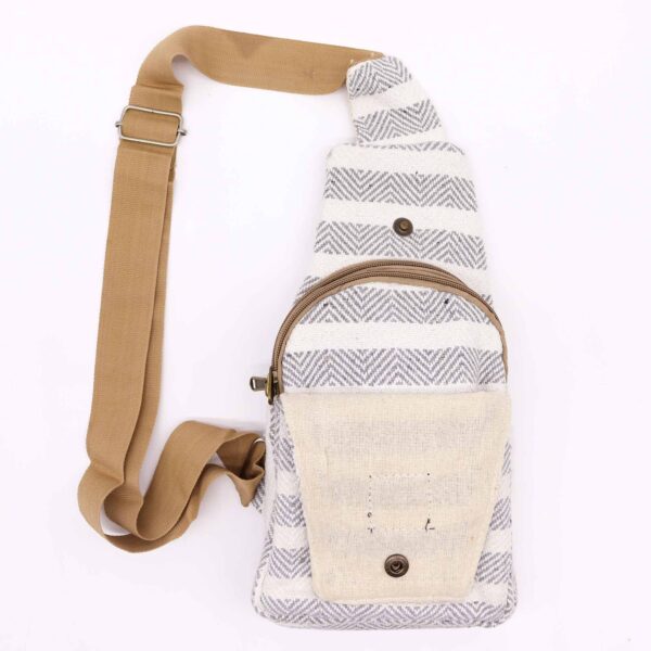 Sac Bandoulière Coton Naturel - Gris & Blanc- Vendu par 1 – Image 2
