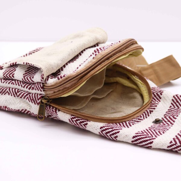 Sac Bandoulière Coton Naturel - Bordeaux & Blanc- Vendu par 1 – Image 4