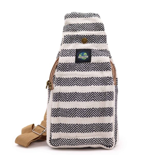 Sac Bandoulière Coton Naturel - Noir & Blanc- Vendu par 1