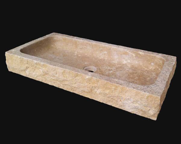 Vasque en pierre Uzès - 100 x 35 x 10 - Comblanchien Clair Adouci - COMPTOIR DES PIERRES – Image 3