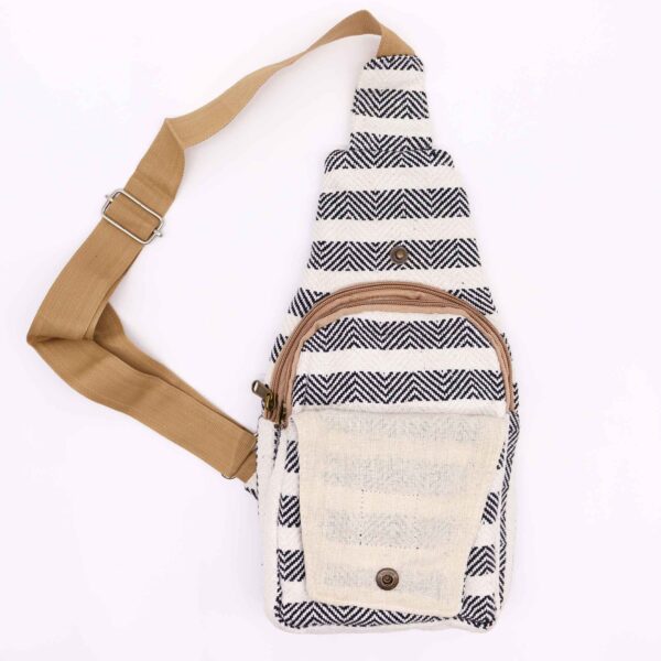 Sac Bandoulière Coton Naturel - Noir & Blanc- Vendu par 1 – Image 2
