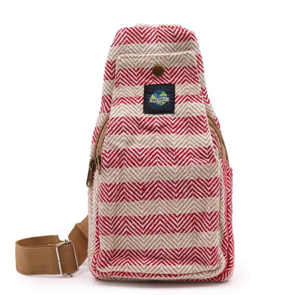 Sac à bandoulière en coton naturel - Tan et rose- Vendu par 1