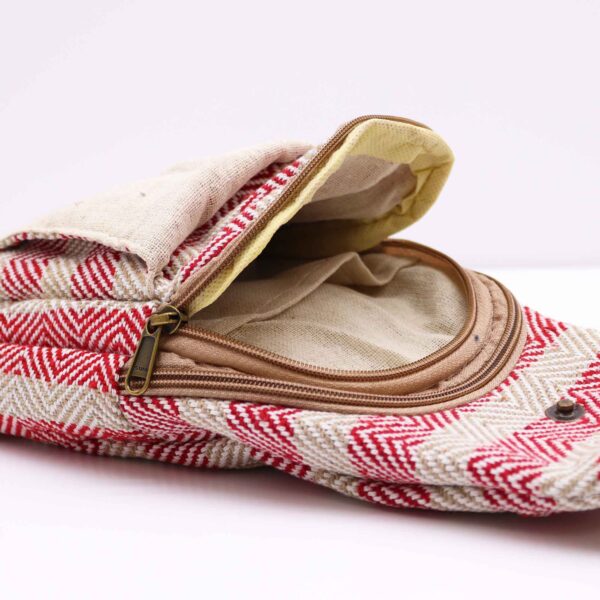 Sac à bandoulière en coton naturel - Tan et rose- Vendu par 1 – Image 3