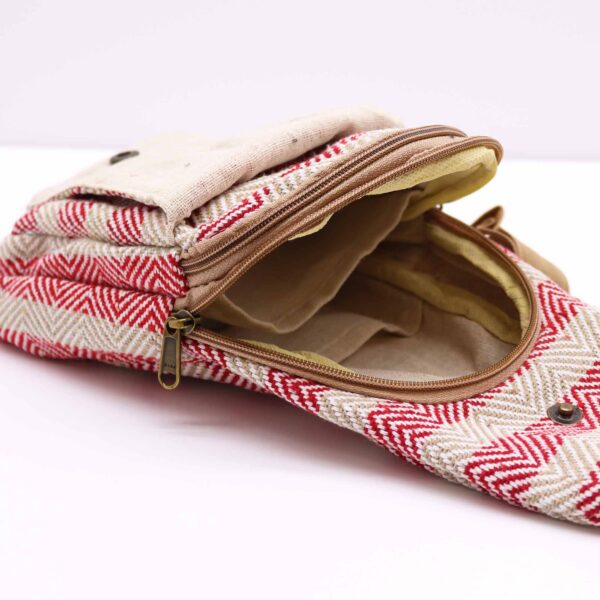 Sac à bandoulière en coton naturel - Tan et rose- Vendu par 1 – Image 4