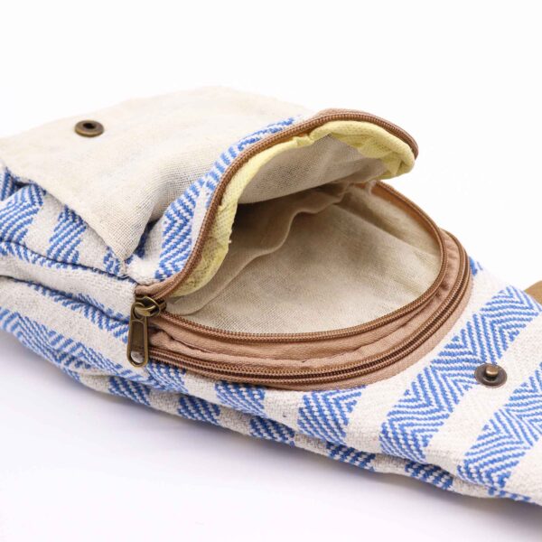 Sac Bandoulière Coton Naturel - Bleu & Blanc- Vendu par 1 – Image 3