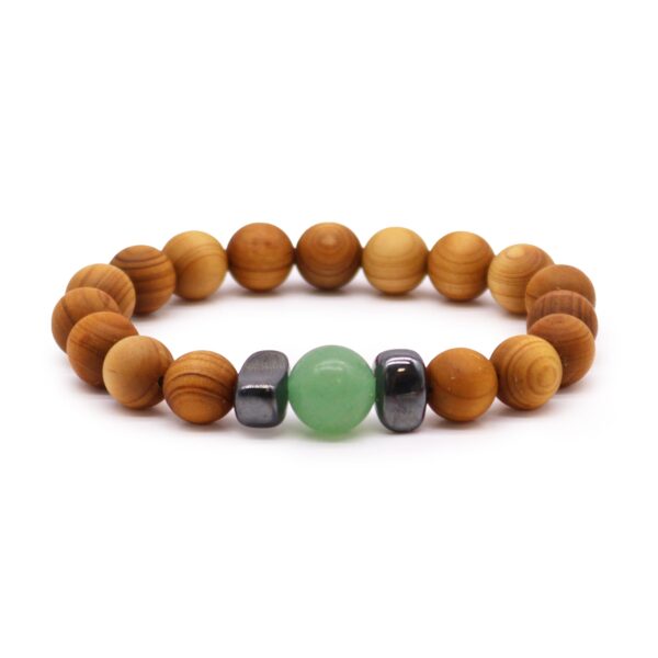Bracelet chakra sacré en bois de cèdre avec aventurine- Vendu par 1