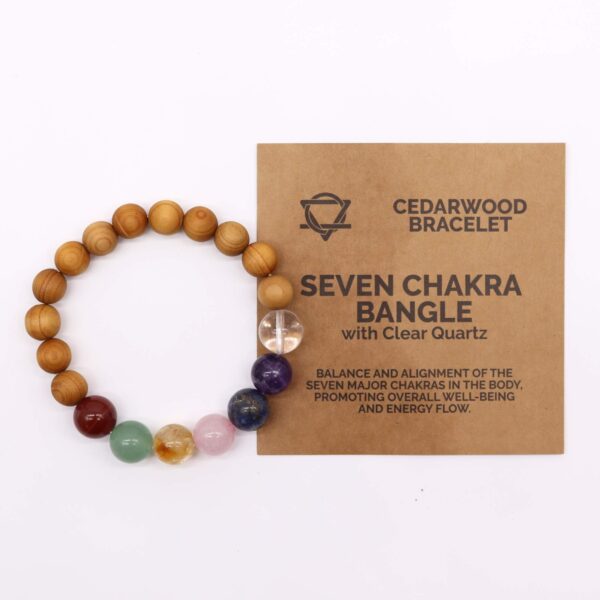 Bracelet en bois de cèdre et sept chakras- Vendu par 1 – Image 2