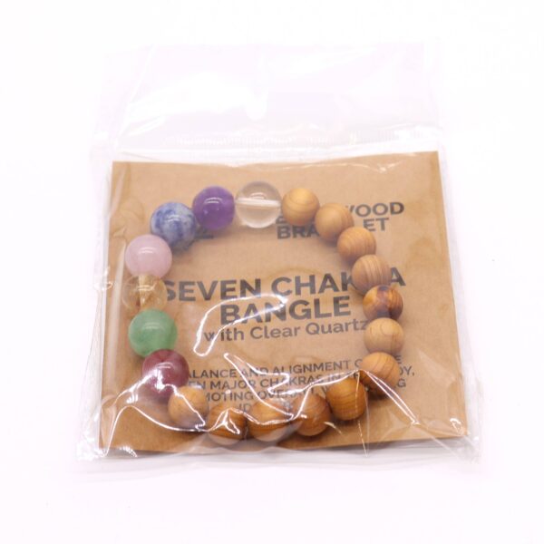 Bracelet en bois de cèdre et sept chakras- Vendu par 1 – Image 4