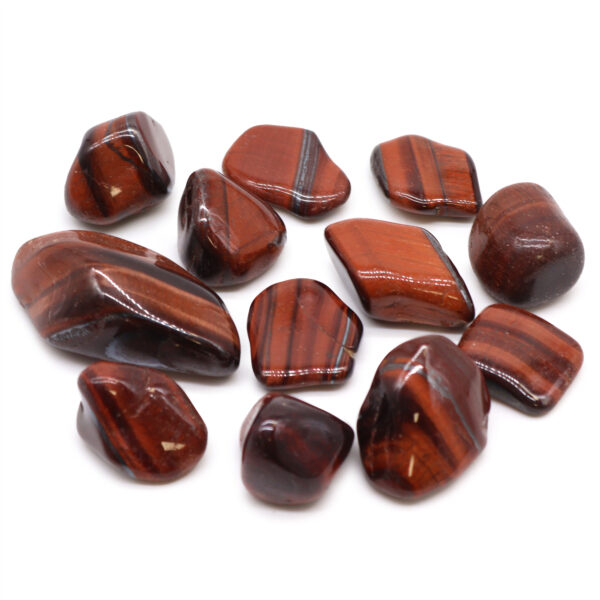 Sachet de 12 Oeil de Tigre de Pierres Précieuses Africaines - Rouge - Taille 7 - 26mm (KG)- Vendu par 1