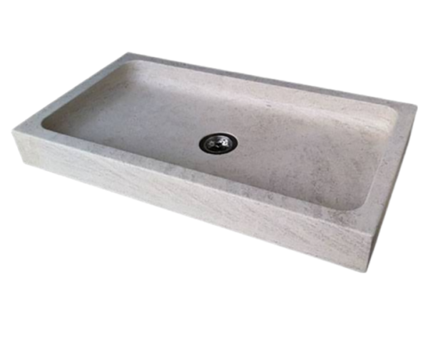 Vasque en pierre Saint-Rémy - 125 x 45 x 10 - Charmot Clair Adouci - COMPTOIR DES PIERRES