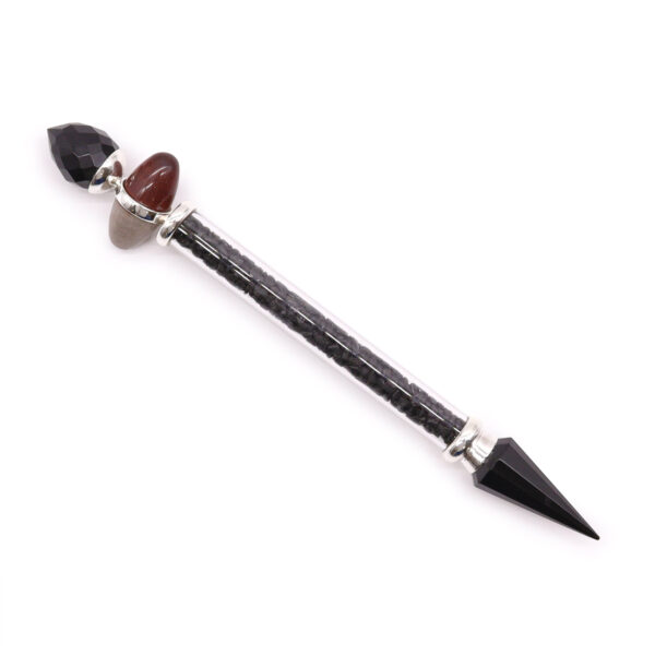 Baguette Magique Shiva Lingam - Tourmaline Noire & Agate - Protection- Vendu par 1