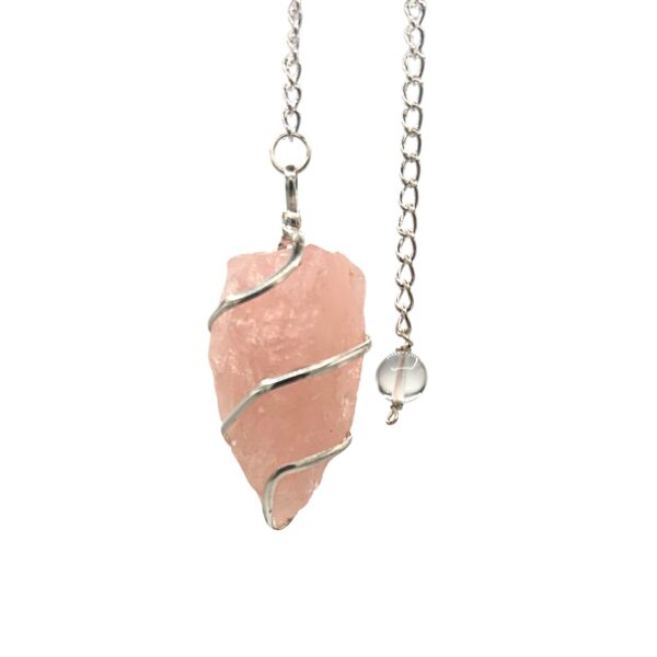 Pendule de pierres précieuses brutes - Quartz rose- Vendu par 1