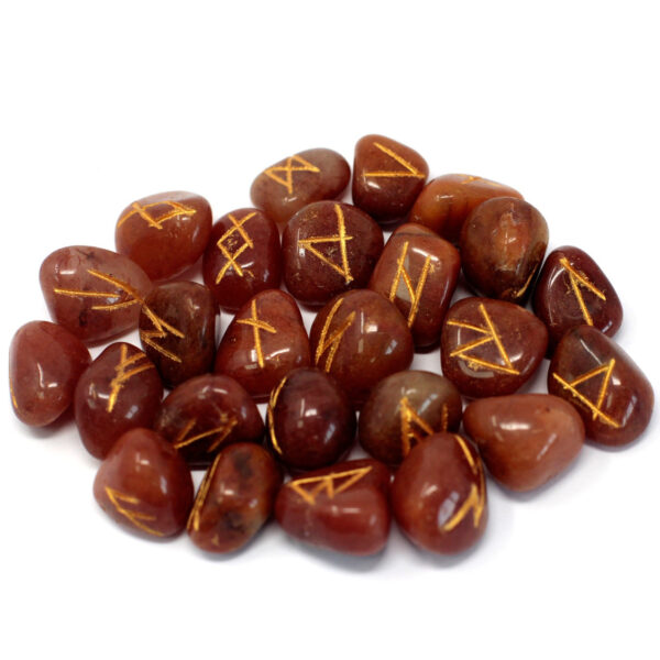 Ensemble de pierres runiques dans une pochette - Aventurine rouge- Vendu par 1