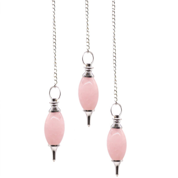 Pendule de pierres précieuses en forme de lingam - Quartz rose- Vendu par 1 – Image 2