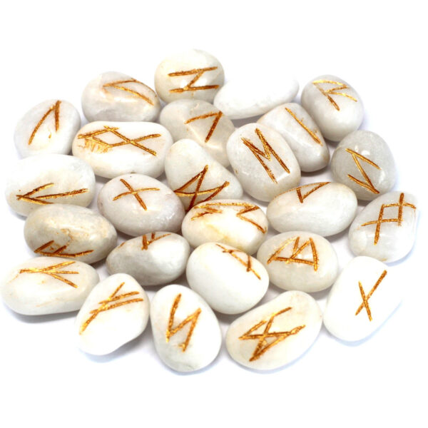 Ensemble de pierres runiques dans une pochette - Agate blanche- Vendu par 1