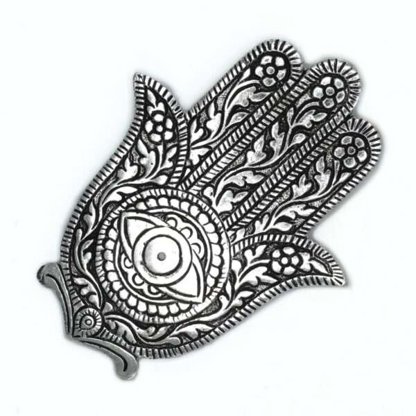 Porte-encens Hamsa en aluminium poli 14 cm- Vendu par 1