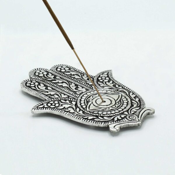 Porte-encens Hamsa en aluminium poli 14 cm- Vendu par 1 – Image 2