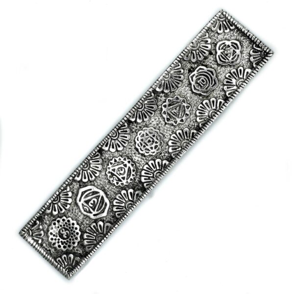 Porte-encens long Chakra en aluminium poli 23 cm- Vendu par 1
