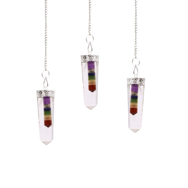Cristal - Pendentifs plats à pointes finement délimités par 7 chakras- Vendu par 1 – Image 2
