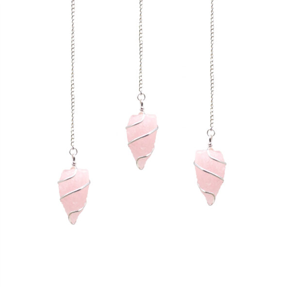 Pendule de pierres précieuses brutes - Quartz rose- Vendu par 1 – Image 4