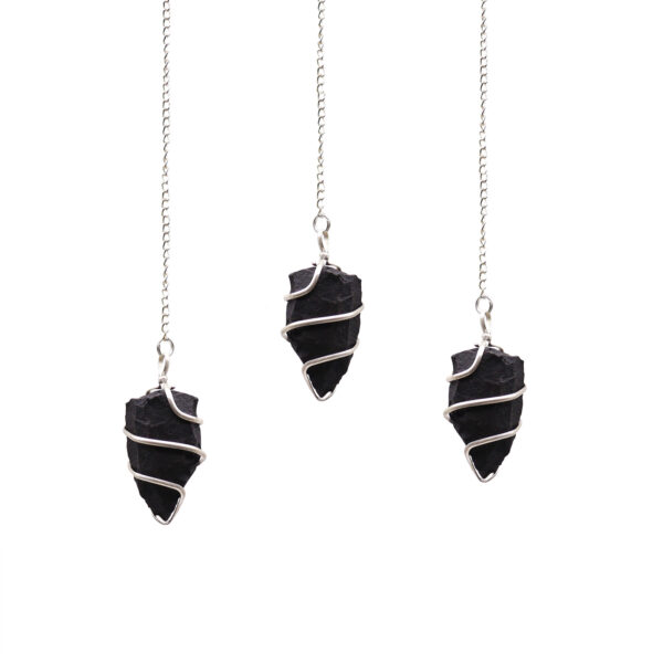 Pendule de pierres précieuses brutes - Agate noire- Vendu par 1 – Image 4