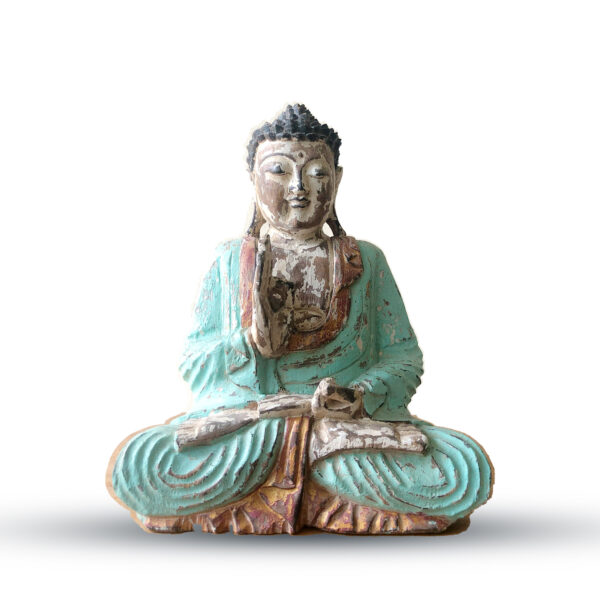 Statue de Bouddha sculptée à la main à la menthe vintage - 30 cm - Transmission pédagogique- Vendu par 1
