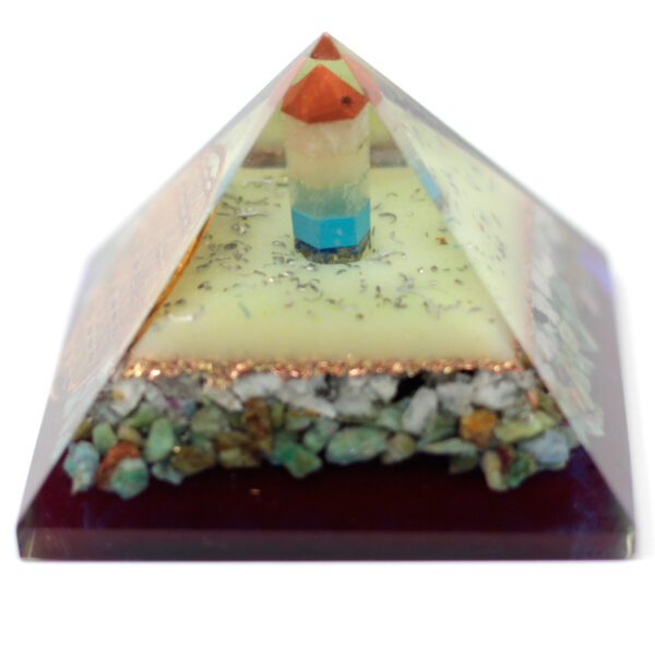 Pyramide Organite Lrg 70mm - Symbole Fleur de vie- Vendu par 1 – Image 2