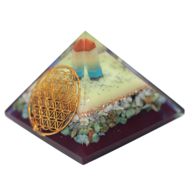 Pyramide Organite Lrg 70mm - Symbole Fleur de vie- Vendu par 1 – Image 3
