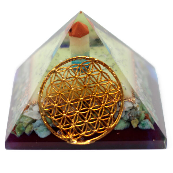 Pyramide Organite Lrg 70mm - Symbole Fleur de vie- Vendu par 1