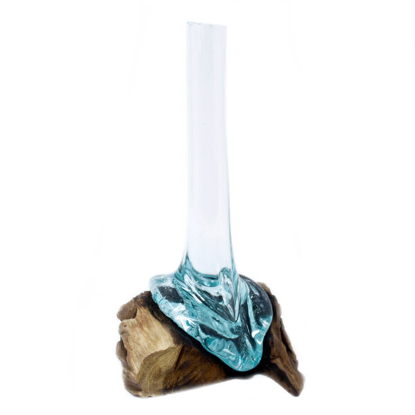 Verre fondu sur bois - Vase- Vendu par 1