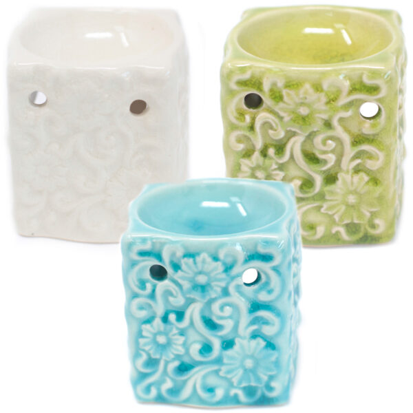Petits brûleurs à huile florale carrés classiques (aast)- Vendu par 1