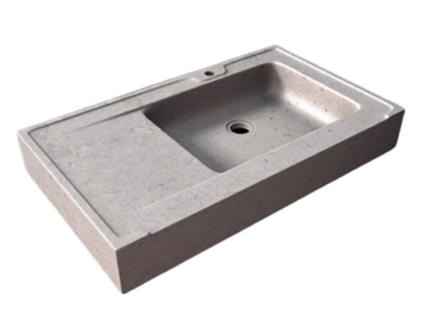 Evier en pierre Bastide 1 bac - 140 x 60 x 15 - Charmot Clair Adouci - COMPTOIR DES PIERRES