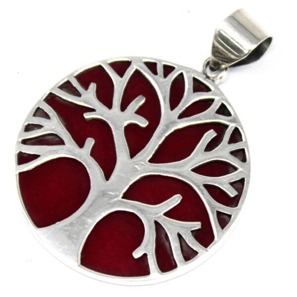 Pendentif Arbre de Vie Argent 30mm - Effet Corail- Vendu par 1