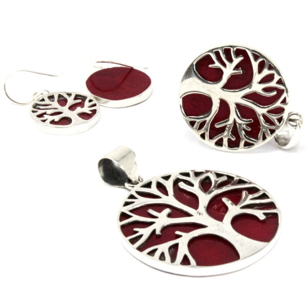 Boucles d'oreilles Arbre de Vie Argent 15mm - Effet Corail- Vendu par 1 – Image 4