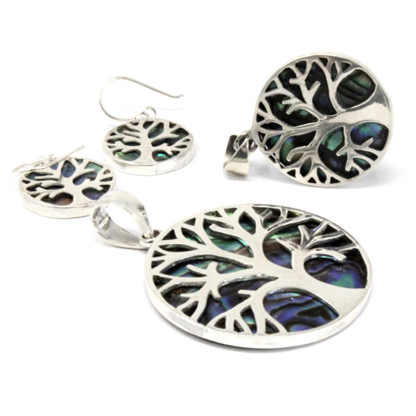 Boucles d'oreilles Arbre de Vie Argent 15mm - Abalone- Vendu par 1 – Image 4