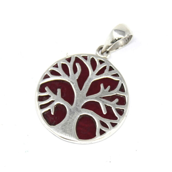 Pendentif Arbre de Vie Argent 22mm - Effet Corail- Vendu par 1