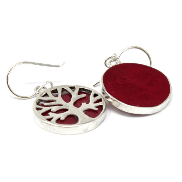 Boucles d'oreilles Arbre de Vie Argent 15mm - Effet Corail- Vendu par 1 – Image 3